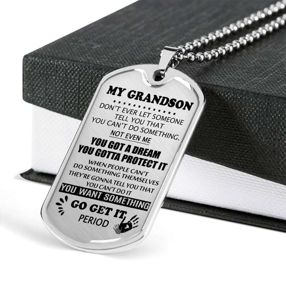 Grandson Dog Tag, To My Grandson Custom Picture Dog Tag : Gifts From Grandparents, Great Grandson Gifts Dog Tag-11 Gifts for Grandson Rakva