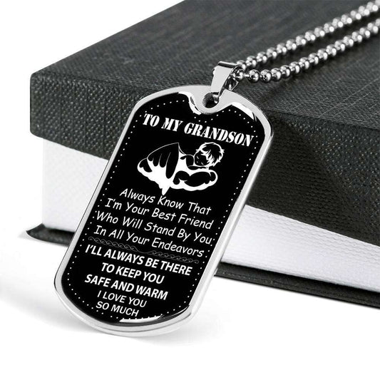 Grandson Dog Tag, To My Grandson Custom Picture Dog Tag : Gifts From Grandparents, Great Grandson Gifts Dog Tag-14 Gifts for Grandson Rakva