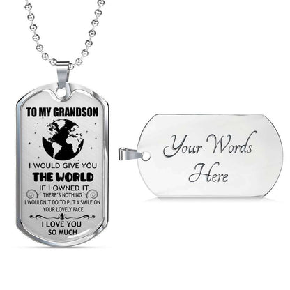 Grandson Dog Tag, To My Grandson Custom Picture Dog Tag : Gifts From Grandparents, Great Grandson Gifts Dog Tag-17 Gifts for Grandson Rakva