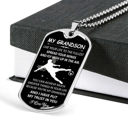 Grandson Dog Tag, To My Grandson Custom Picture Dog Tag : Gifts From Grandparents, Great Grandson Gifts Dog Tag-18 Gifts for Grandson Rakva