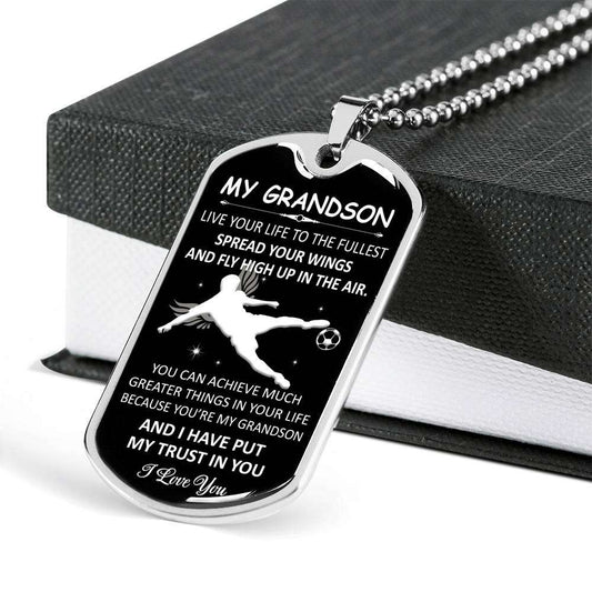 Grandson Dog Tag, To My Grandson Custom Picture Dog Tag : Gifts From Grandparents, Great Grandson Gifts Dog Tag-18 Gifts for Grandson Rakva