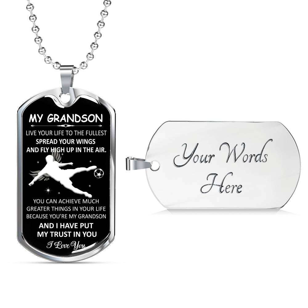 Grandson Dog Tag, To My Grandson Custom Picture Dog Tag : Gifts From Grandparents, Great Grandson Gifts Dog Tag-18 Gifts for Grandson Rakva