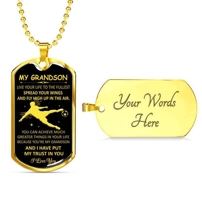 Grandson Dog Tag, To My Grandson Custom Picture Dog Tag : Gifts From Grandparents, Great Grandson Gifts Dog Tag-18 Gifts for Grandson Rakva