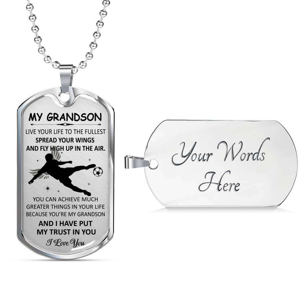 Grandson Dog Tag, To My Grandson Custom Picture Dog Tag : Gifts From Grandparents, Great Grandson Gifts Dog Tag-2 Gifts for Grandson Rakva