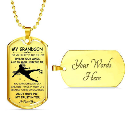 Grandson Dog Tag, To My Grandson Custom Picture Dog Tag : Gifts From Grandparents, Great Grandson Gifts Dog Tag-2 Gifts for Grandson Rakva
