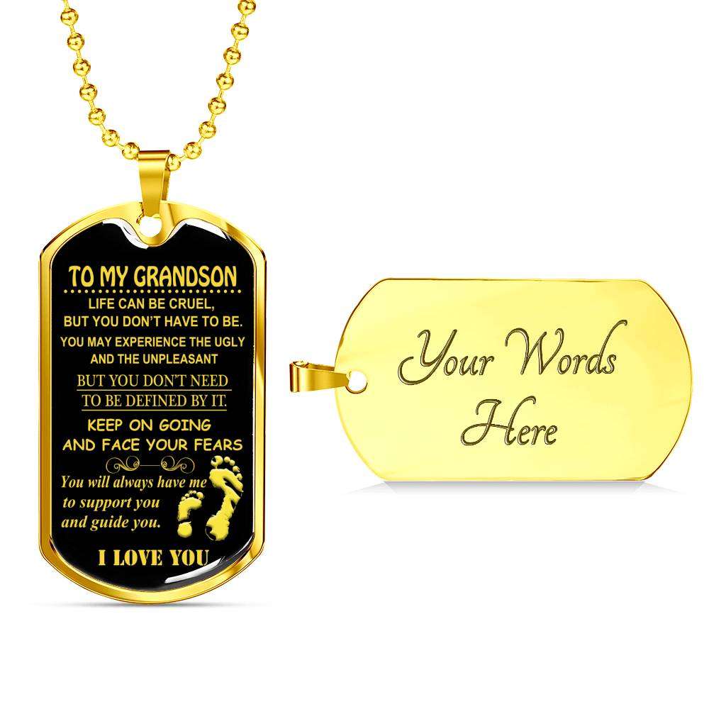 Grandson Dog Tag, To My Grandson Custom Picture Dog Tag : Gifts From Grandparents, Great Grandson Gifts Dog Tag-3 Gifts for Grandson Rakva