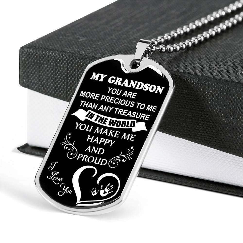 Grandson Dog Tag, To My Grandson Custom Picture Dog Tag : Gifts From Grandparents, Great Grandson Gifts Dog Tag-5 Gifts for Grandson Rakva