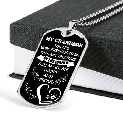 Grandson Dog Tag, To My Grandson Custom Picture Dog Tag : Gifts From Grandparents, Great Grandson Gifts Dog Tag-5 Gifts for Grandson Rakva