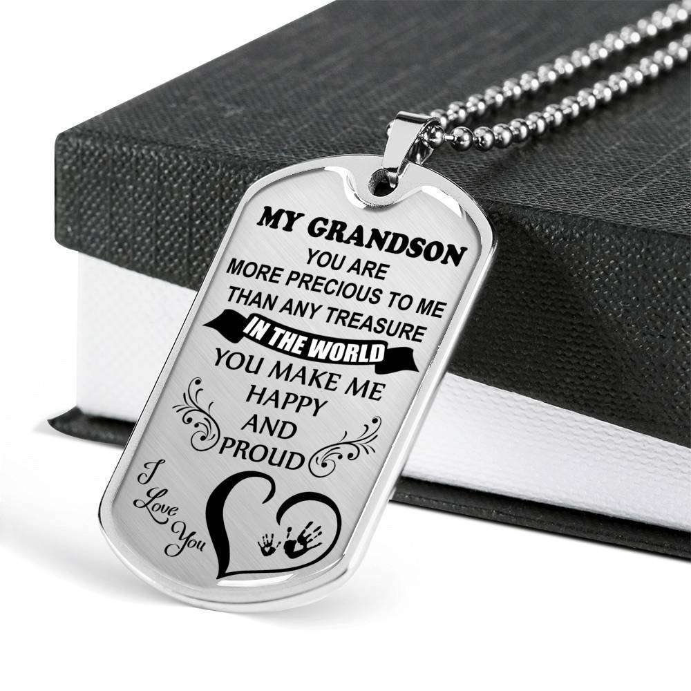 Grandson Dog Tag, To My Grandson Custom Picture Dog Tag : Gifts From Grandparents, Great Grandson Gifts Dog Tag-6 Gifts for Grandson Rakva