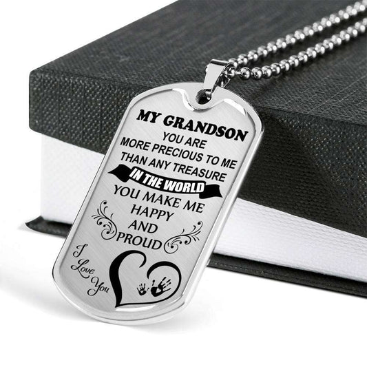 Grandson Dog Tag, To My Grandson Custom Picture Dog Tag : Gifts From Grandparents, Great Grandson Gifts Dog Tag-6 Gifts for Grandson Rakva