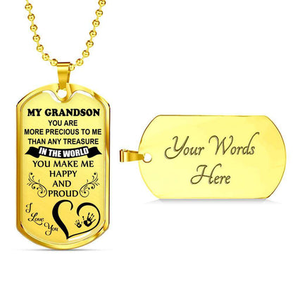 Grandson Dog Tag, To My Grandson Custom Picture Dog Tag : Gifts From Grandparents, Great Grandson Gifts Dog Tag-6 Gifts for Grandson Rakva