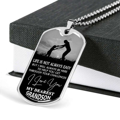 Grandson Dog Tag, To My Grandson Custom Picture Dog Tag : Gifts From Grandparents, Great Grandson Gifts Dog Tag-9 Gifts for Grandson Rakva