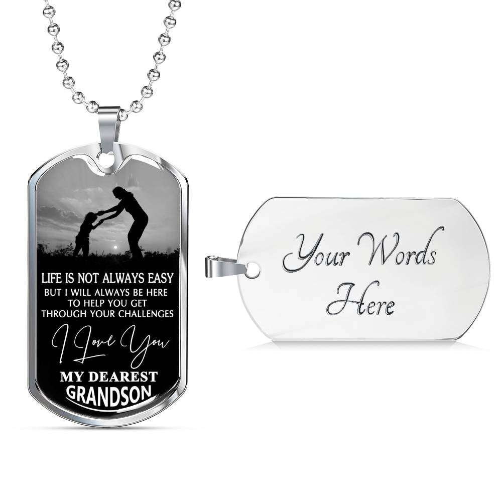 Grandson Dog Tag, To My Grandson Custom Picture Dog Tag : Gifts From Grandparents, Great Grandson Gifts Dog Tag-9 Gifts for Grandson Rakva