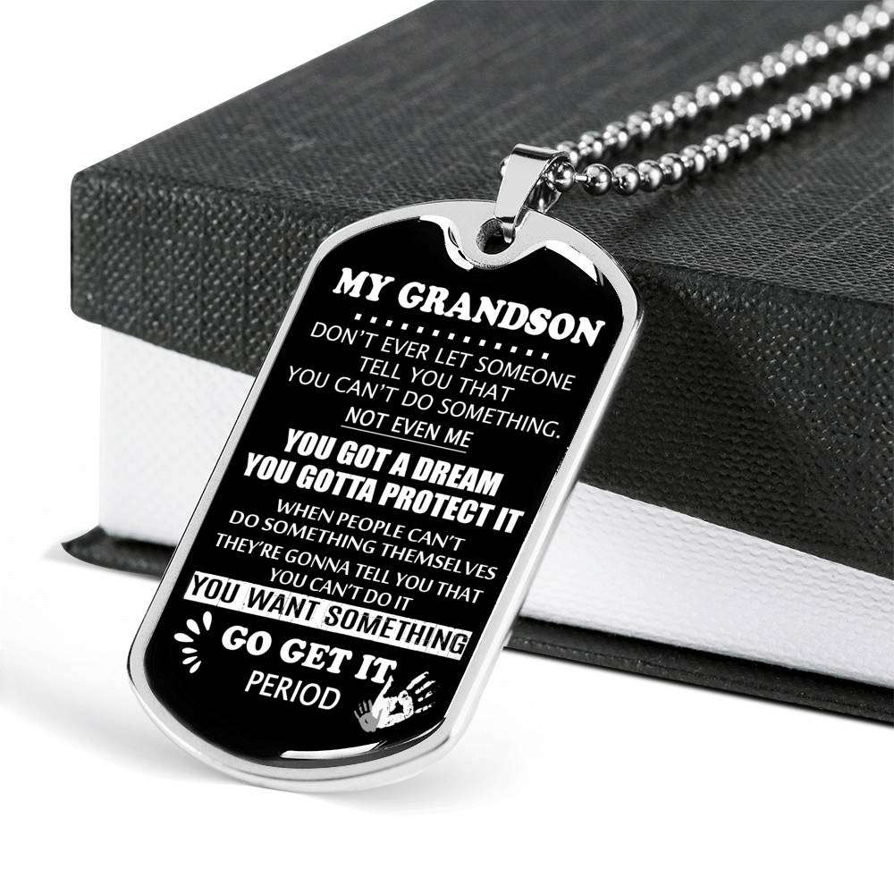 Grandson Dog Tag, To My Grandson Dog Tag : Gifts From Grandparents, Great Grandson Gifts Dog Tag-1 Gifts for Grandson Rakva