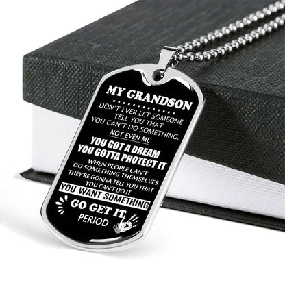 Grandson Dog Tag, To My Grandson Dog Tag : Gifts From Grandparents, Great Grandson Gifts Dog Tag-1 Gifts for Grandson Rakva