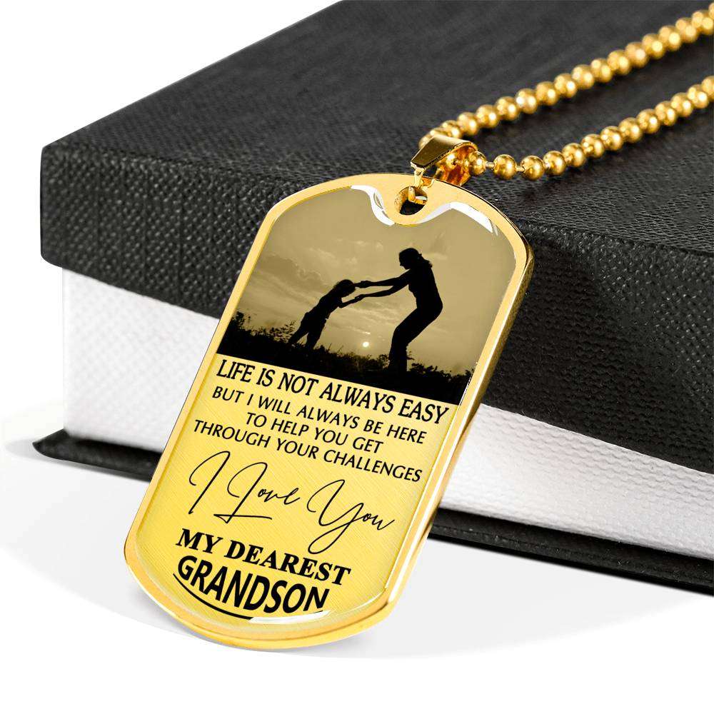 Grandson Dog Tag, To My Grandson Dog Tag : Gifts From Grandparents, Great Grandson Gifts Dog Tag-10 Gifts for Grandson Rakva