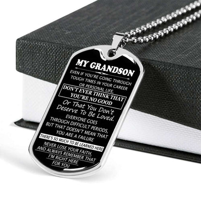 Grandson Dog Tag, To My Grandson Dog Tag : Gifts From Grandparents, Great Grandson Gifts Dog Tag-12 Gifts for Grandson Rakva