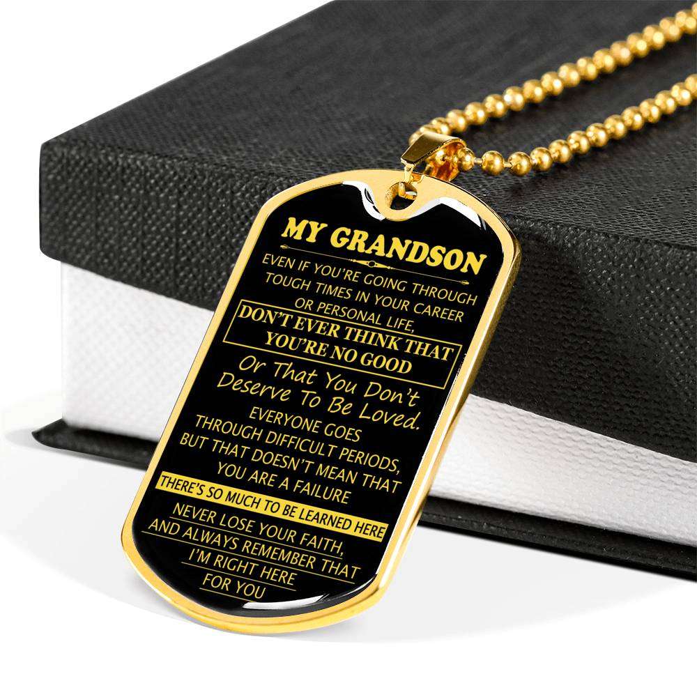 Grandson Dog Tag, To My Grandson Dog Tag : Gifts From Grandparents, Great Grandson Gifts Dog Tag-12 Gifts for Grandson Rakva
