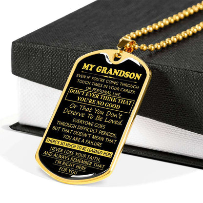 Grandson Dog Tag, To My Grandson Dog Tag : Gifts From Grandparents, Great Grandson Gifts Dog Tag-12 Gifts for Grandson Rakva