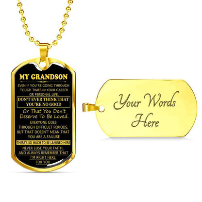 Grandson Dog Tag, To My Grandson Dog Tag : Gifts From Grandparents, Great Grandson Gifts Dog Tag-12 Gifts for Grandson Rakva