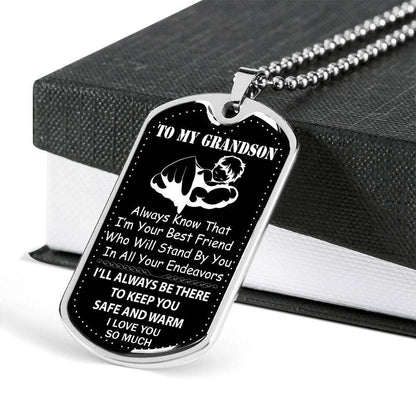 Grandson Dog Tag, To My Grandson Dog Tag : Gifts From Grandparents, Great Grandson Gifts Dog Tag-14 Gifts for Grandson Rakva