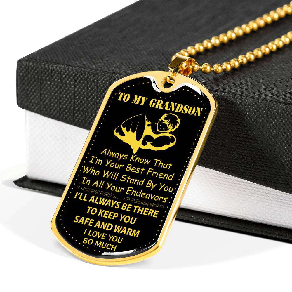 Grandson Dog Tag, To My Grandson Dog Tag : Gifts From Grandparents, Great Grandson Gifts Dog Tag-14 Gifts for Grandson Rakva