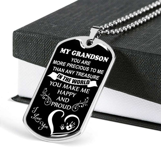 Grandson Dog Tag, To My Grandson Dog Tag : Gifts From Grandparents, Great Grandson Gifts Dog Tag-5 Gifts for Grandson Rakva