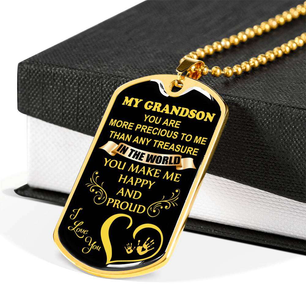Grandson Dog Tag, To My Grandson Dog Tag : Gifts From Grandparents, Great Grandson Gifts Dog Tag-5 Gifts for Grandson Rakva