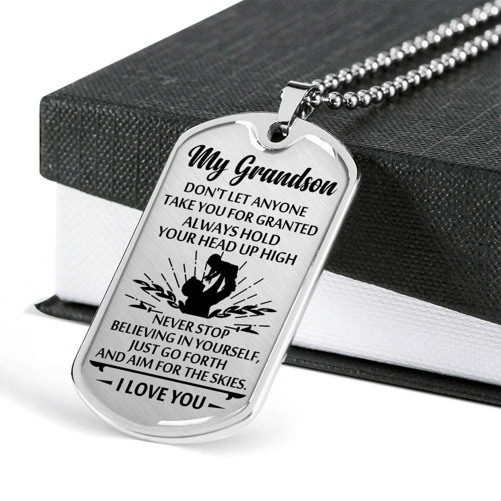 Grandson Dog Tag, To My Grandson Dog Tag : Gifts From Grandparents, Great Grandson Gifts Dog Tag-8 Gifts for Grandson Rakva
