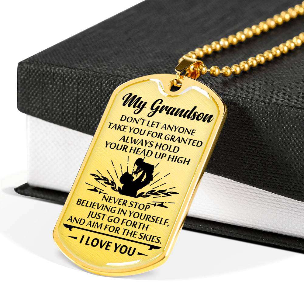 Grandson Dog Tag, To My Grandson Dog Tag : Gifts From Grandparents, Great Grandson Gifts Dog Tag-8 Gifts for Grandson Rakva