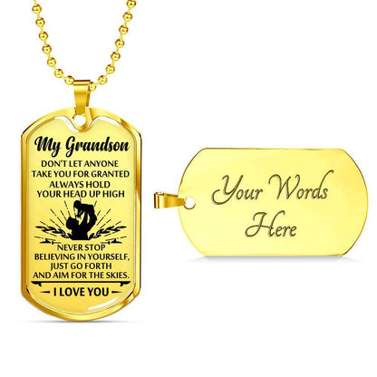 Grandson Dog Tag, To My Grandson Dog Tag : Gifts From Grandparents, Great Grandson Gifts Dog Tag-8 Gifts for Grandson Rakva