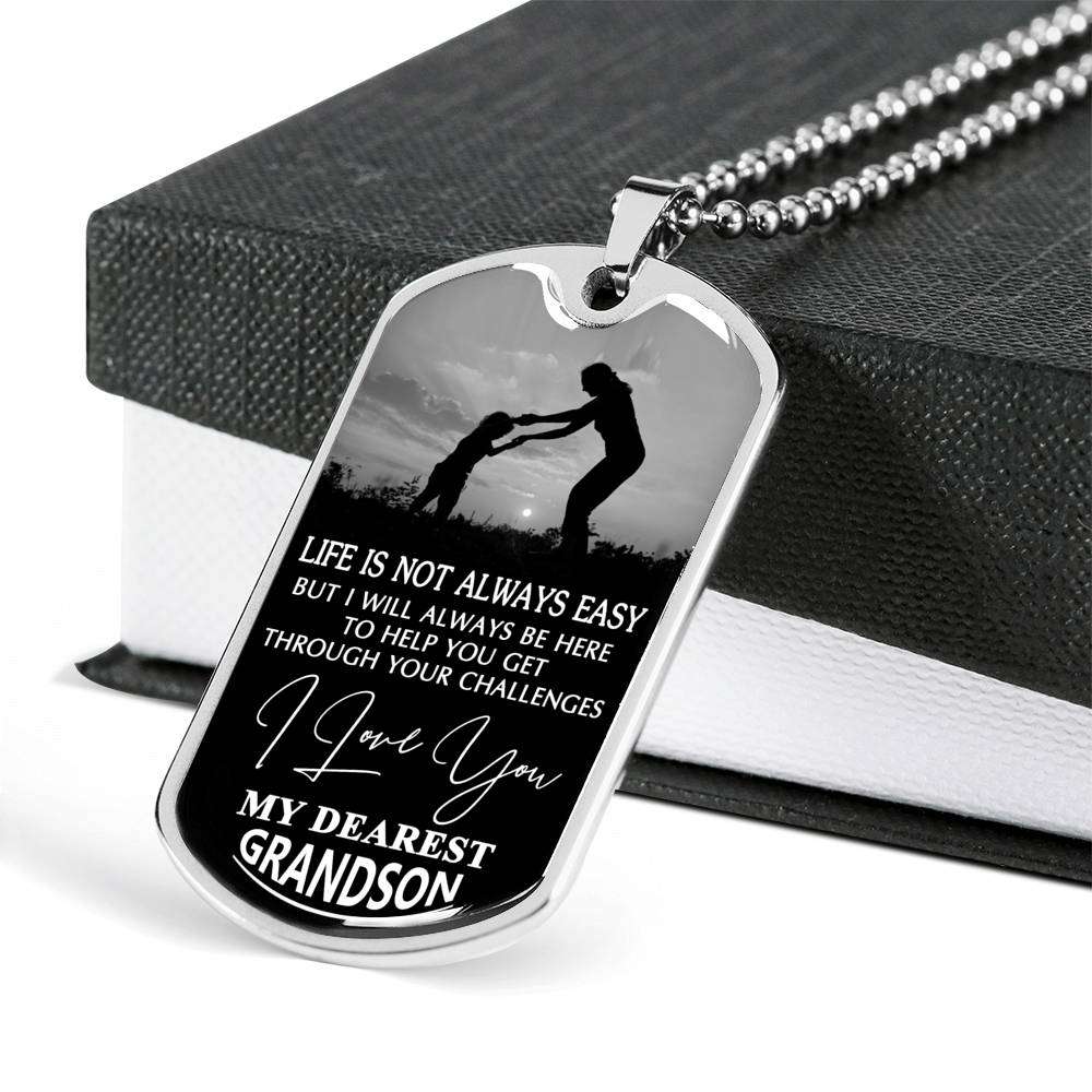 Grandson Dog Tag, To My Grandson Dog Tag : Gifts From Grandparents, Great Grandson Gifts Dog Tag-9 Gifts for Grandson Rakva