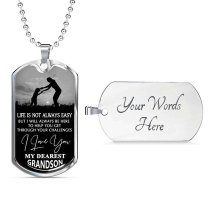 Grandson Dog Tag, To My Grandson Dog Tag : Gifts From Grandparents, Great Grandson Gifts Dog Tag-9 Gifts for Grandson Rakva