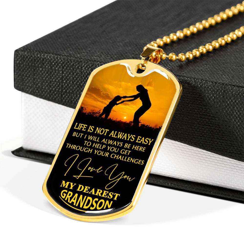Grandson Dog Tag, To My Grandson Dog Tag : Gifts From Grandparents, Great Grandson Gifts Dog Tag-9 Gifts for Grandson Rakva