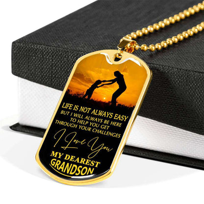 Grandson Dog Tag, To My Grandson Dog Tag : Gifts From Grandparents, Great Grandson Gifts Dog Tag-9 Gifts for Grandson Rakva