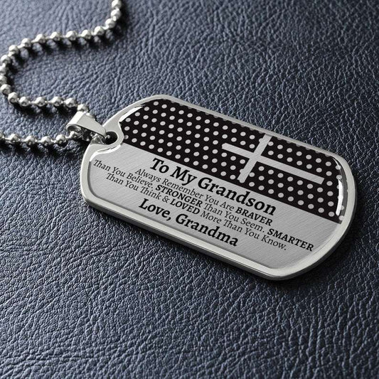 Grandson Dog Tag, To My Grandson Dog Tag Necklace, Gift For Grandson, Grandson Gift From Grandma, Gift For Grandson Gifts for Grandson Rakva