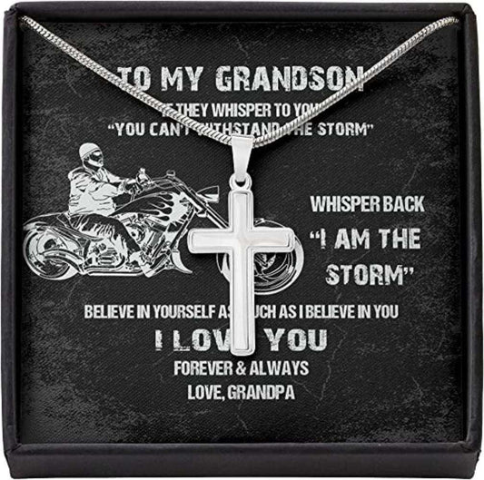 Grandson Necklace, To Grandson Chopper Whisper Storm Believe Necklace Gift For Men, Last Minutes Gift Gifts for Grandmother Rakva