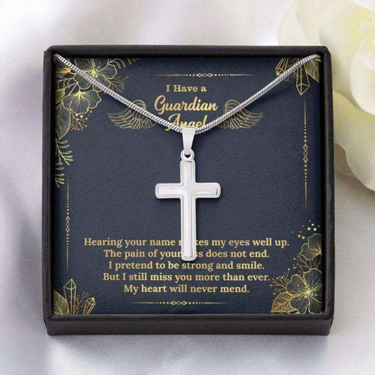 Guardian Angel Necklace “ General Memorial Necklace Forever Faithful Cross Necklace “ Gift Necklace Message Card Rakva