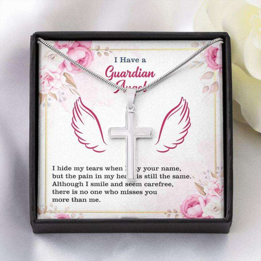 Guardian Angel Necklace “ Hide My Tears “ General Memorial Necklace “ Gift Necklace Message Card Rakva