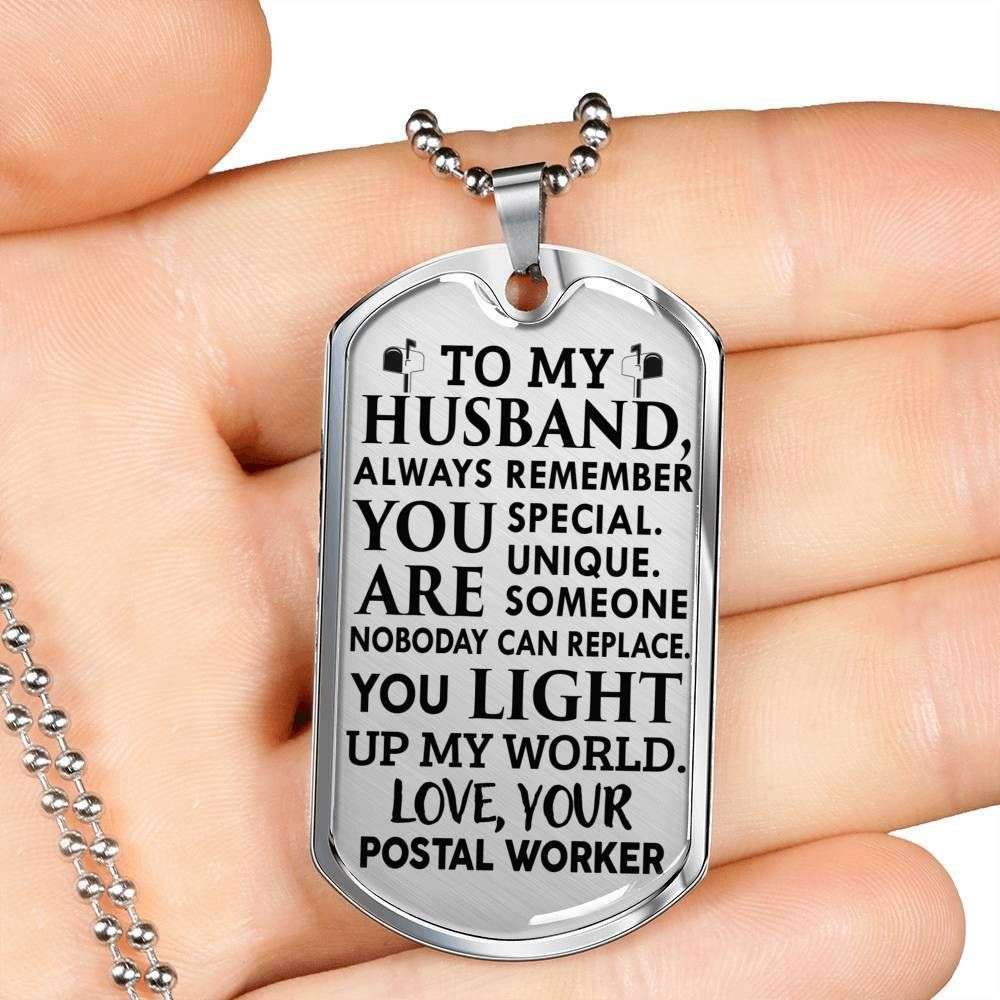 Husband Dog Tag, Custom Gift For Husband Dog Tag Military Chain Necklace You Light Up My World Dog Tag Gifts For Husband Rakva