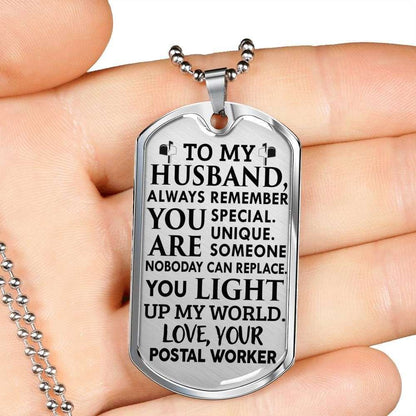 Husband Dog Tag, Custom Gift For Husband Dog Tag Military Chain Necklace You Light Up My World Dog Tag Gifts For Husband Rakva