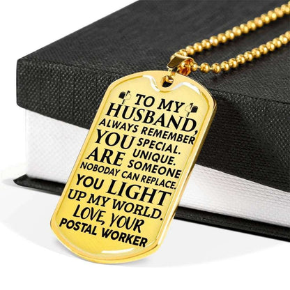 Husband Dog Tag, Custom Gift For Husband Dog Tag Military Chain Necklace You Light Up My World Dog Tag Gifts For Husband Rakva