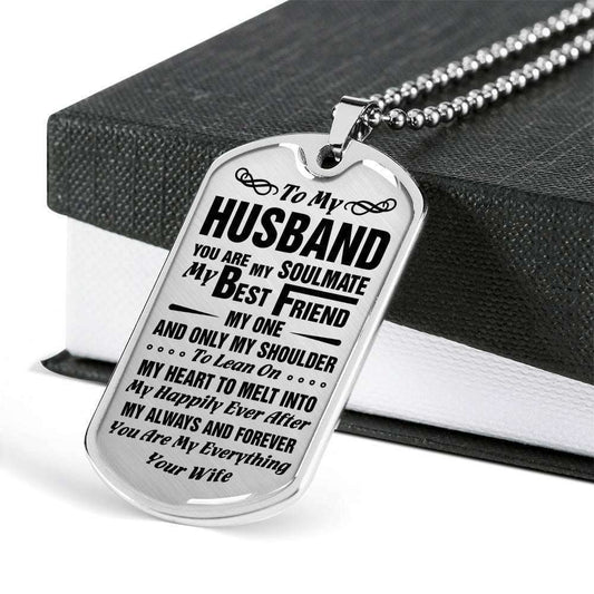 Husband Dog Tag, Custom Gift For Husband Dog Tag Military Chain Necklace You’Re My Soulmate Dog Tag Gifts For Husband Rakva