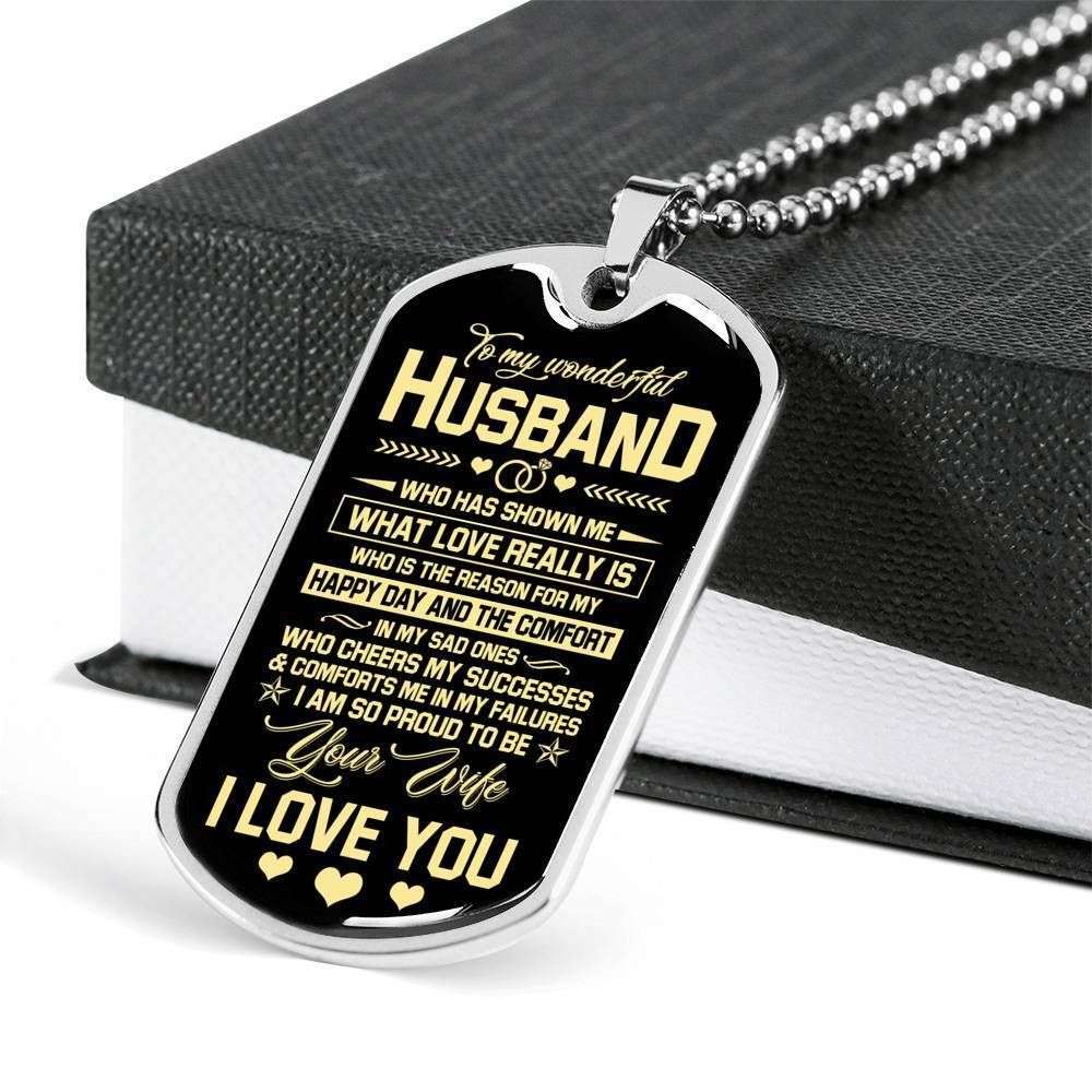Husband Dog Tag, Custom I Love You Wife Gift For Husband Dog Tag Military Chain Necklace Dog Tag Rakva