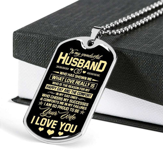 Husband Dog Tag, Custom I Love You Wife Gift For Husband Dog Tag Military Chain Necklace Dog Tag Rakva