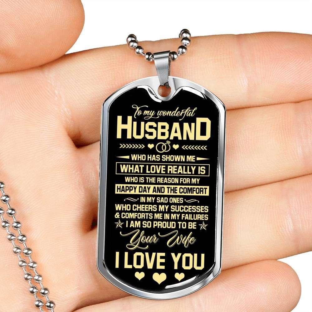 Husband Dog Tag, Custom I Love You Wife Gift For Husband Dog Tag Military Chain Necklace Dog Tag Rakva