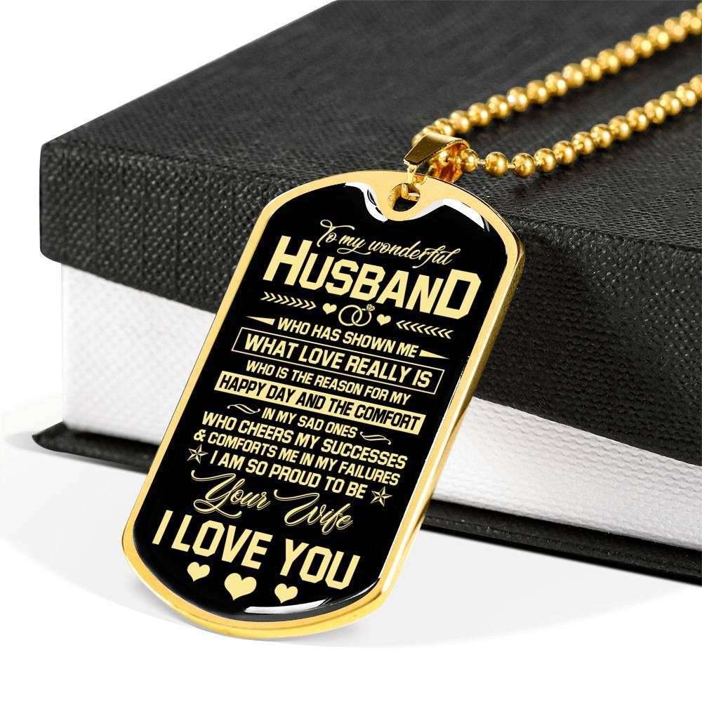 Husband Dog Tag, Custom I Love You Wife Gift For Husband Dog Tag Military Chain Necklace Dog Tag Rakva