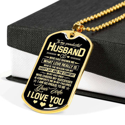 Husband Dog Tag, Custom I Love You Wife Gift For Husband Dog Tag Military Chain Necklace Dog Tag Rakva