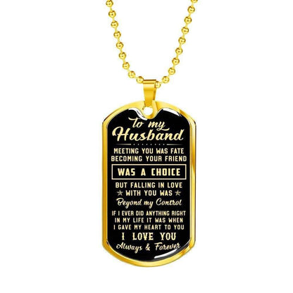 Husband Dog Tag, Custom Meeting You Was Fate Dog Tag Military Chain Necklace Gift For Husband Dog Tag Rakva