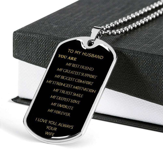 Husband Dog Tag, Custom My Forever Dog Tag Military Chain Necklace Dog Tag Gifts For Husband Rakva